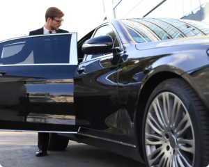man sitting in limo